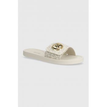 MICHAEL Michael Kors papuci MK Charm Slide femei, culoarea bej, 40R4MKFA1B