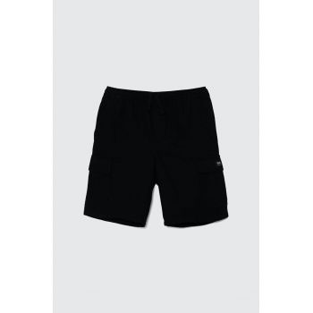 Vans pantaloni scurți din bumbac pentru copii RANGE ELASTIC WAIST CARGO SHORT culoarea negru, talie reglabila