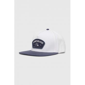 Quiksilver șapcă de baseball din bumbac culoarea alb, cu imprimeu ieftina