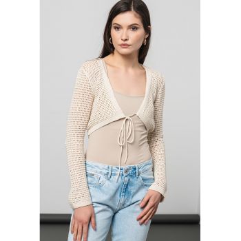 Cardigan crop cu decolteu in V Madera