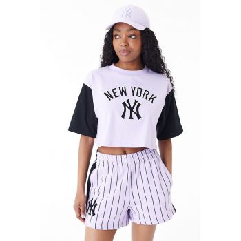 Tricou crop cu maneci cazute New York Yankees