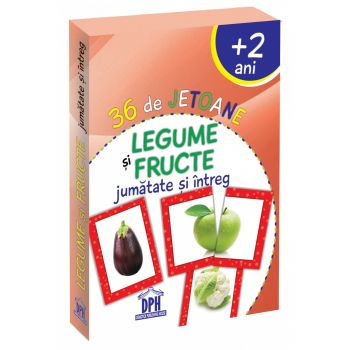 36 de Jetoane - Legume si Fructe (jumatate si intreg), DPH, 6-7 ani +