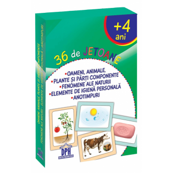 36 de Jetoane - Oameni, Animale, Plante, Fenomene, Igiena, Anotimpuri, DPH, 6-7 ani +