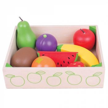 Cutiuta cu fructe din lemn, BIGJIGS Toys, 1-2 ani +