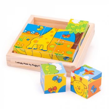 Puzzle cubic - safari, BIGJIGS Toys, 2-3 ani +