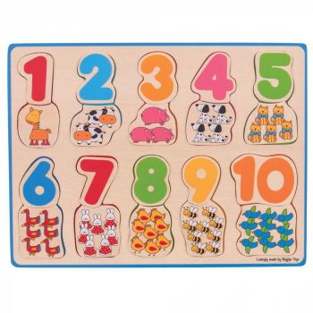 Puzzle - numere si culori, BIGJIGS Toys, 1-2 ani +