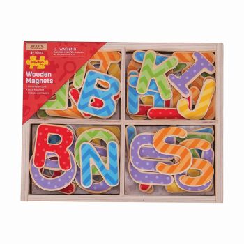 Set litere magnetice de tipar - 49 piese, BIGJIGS Toys, 2-3 ani +