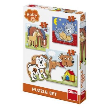 Baby puzzle - Animalute jucause (3-5 piese), Dino, 2-3 ani +
