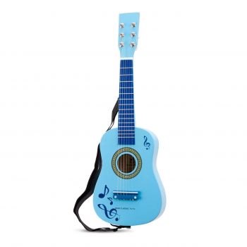 Chitara albastra din lemn, New Classic Toys, 2-3 ani +
