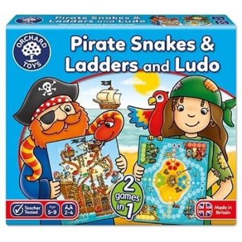 Joc de societate Piratii PIRATE SNAKES AND LADDERS LUDO, Orchard Toys, 4-5 ani +