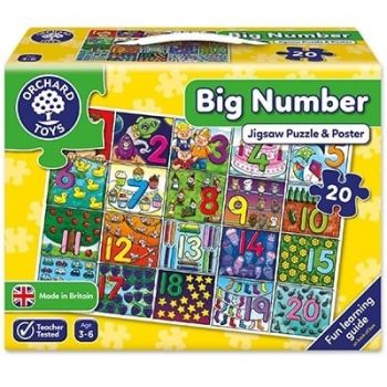Puzzle de podea Invata numerele (de la 1 la 20) BIG NUMBER JIGSAW, Orchard Toys, 2-3 ani + de firma original