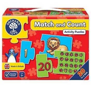 Puzzle Potriveste si numara de la 1 la 20 MATCH AND COUNT, Orchard Toys, 2-3 ani +