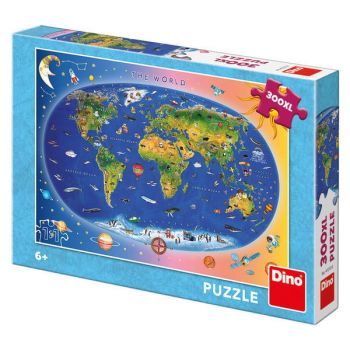 Puzzle XL - Harta Lumii (300 piese), Dino, 6-7 ani +
