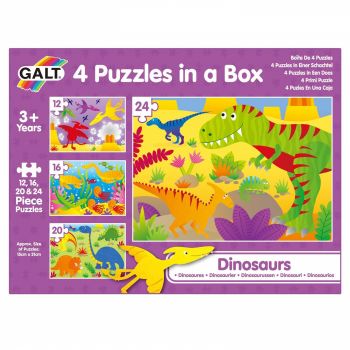 Set 4 puzzle-uri Dinozauri (12, 16, 20, 24 piese), Galt, 2-3 ani + de firma original