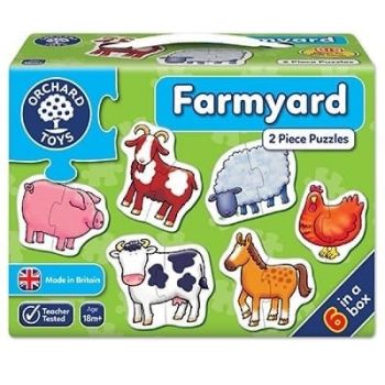 Set 6 puzzle Ferma (2 piese) FARMYARD, Orchard Toys, 1-2 ani +