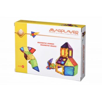 Set de constructie magnetic - 32 piese, MAGPLAYER, 2-3 ani +