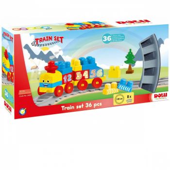 Set de constructii cu trenulet - 36 piese, DOLU, 1-2 ani +