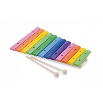 Xilofon Lemn - 12 note colorate, New Classic Toys, 1-2 ani +