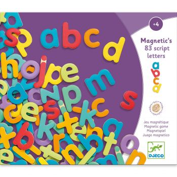 83 Litere magnetice colorate pentru copii- Djeco, 2-3 ani +
