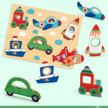 Puzzle Djeco, Vehicule cu surprize, 1-2 ani + la reducere