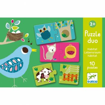 Puzzle duo Djeco Habitat, 1-2 ani +
