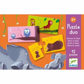 Puzzle duo Djeco Mama si puiul, 1-2 ani +