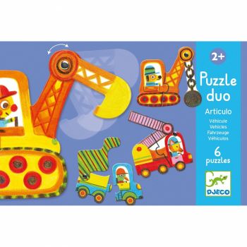 Puzzle duo mobil vehicule, Djeco, 1-2 ani +