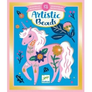 Set creativ cu margele, Animale si flori, Djeco, 6-7 ani +