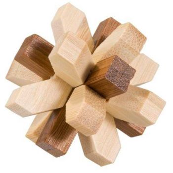 Joc logic IQ din lemn bambus in cutie metalica Crystal, Fridolin, 8-9 ani +