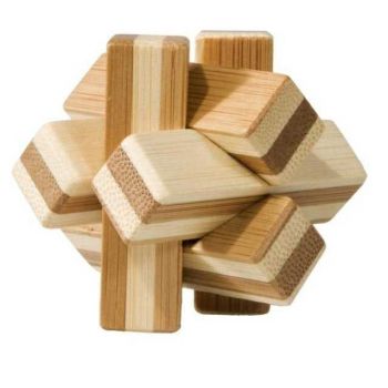 Joc logic IQ din lemn bambus Knot, cutie metal, Fridolin, 8-9 ani +