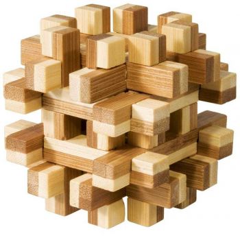 Joc logic IQ din lemn bambus Magic blocks puzzle 3d, Fridolin, 8-9 ani +