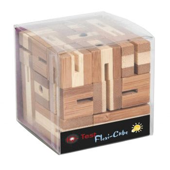 Joc logic puzzle 3D din bambus Flexi-cub, Fridolin, 8-9 ani +