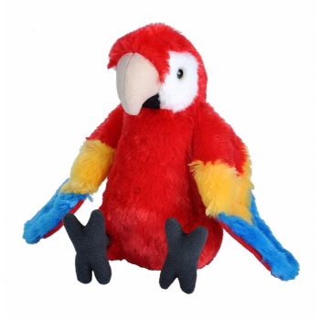 Papagal Macaw Stacojiu - Jucarie Plus Wild Republic 20 cm, 2-3 ani +