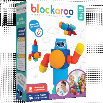 Set cuburi din spuma cu magnet Blockaroo, Robot 10 piese, Clicstoys, 0-1 ani +