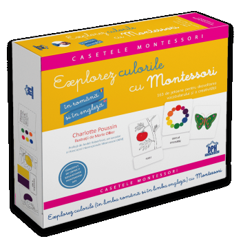 Casetele Montessori - Explorez culorile cu Montessori - in romana si in engleza - 163 de jetoane pentru dezvoltarea vocabularului si a creativitatii, DPH, +3 ani