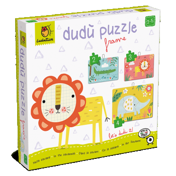 Dudu puzzle in rama 2-3-4 piese , Animale din safari, Ludattica, 2-3 ani +