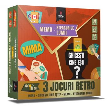 3 jocuri retro: Memo - Steagurile lumii. Mima. Ghicesti cine esti?