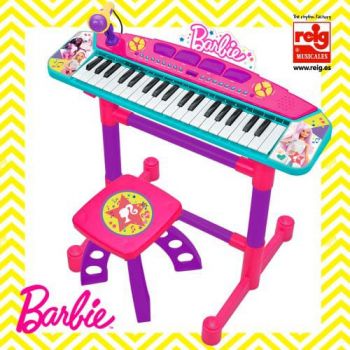 Keyboard cu microfon si scaunel Barbie de firma original