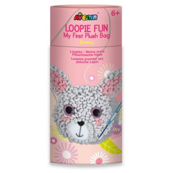 Kit DIY Loopie Fun -  Prima mea geanta de plus bucle, Iepuras, + 6 ani