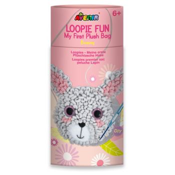 Kit DIY Loopie Fun - Prima mea geanta de plus bucle, Iepuras, + 6 ani