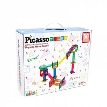 PicassoTiles Traseu magnetic cu bile (Marble Run) 50 de piese, +3 ani