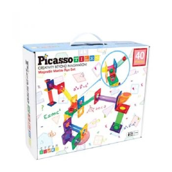 PicassoTiles Traseu magnetic cu bile (Marble Run) 40 de piese