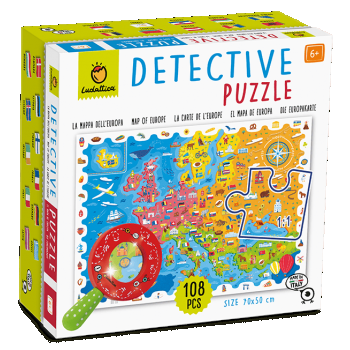 PUZZLE MICUL DETECTIV ,   HARTA EUROPEI, Ludattica, +5 ani