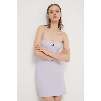 Tommy Jeans rochie culoarea violet, mini, evazați DW0DW17942