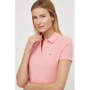 Tommy Jeans tricou polo femei, culoarea roz DW0DW17220