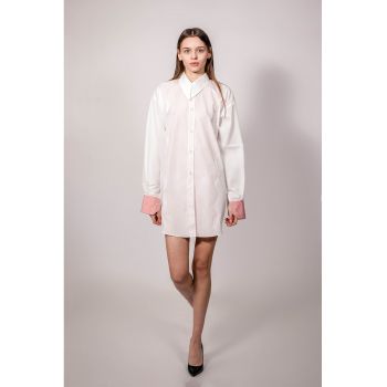 Rochie-camasa de bumbac cu model in dungi ieftina la reducere