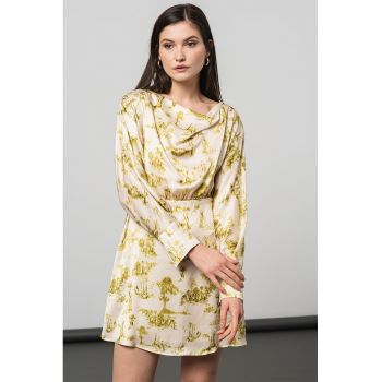 Rochie de satin cu imprimeu grafic ieftina