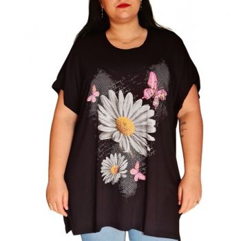 Bluza tip tricou vara, cod 103, pentru femei, marime mare, culoare negru 357 de firma originala