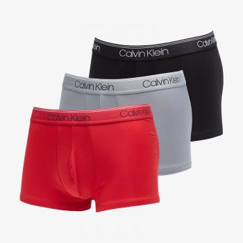Calvin Klein Microfiber Stretch Wicking Technology Low Rise Trunk 3-Pack Black/ Convoy/ Red Gala la reducere