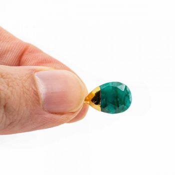 Pandantiv mini smarald 1cm, piatra lunii mai, birthstone